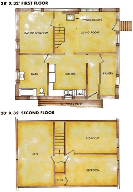 Diagram of the Fletchers' first floor and second floor low-cost home.